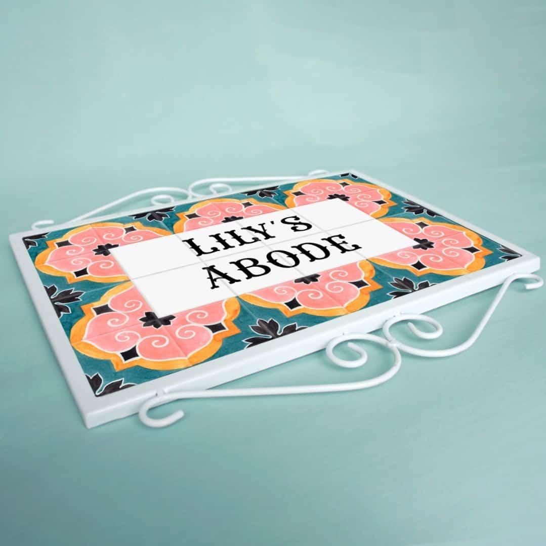 Splendor - Hand-Painted Metal Frame Name Plate - – Housenama