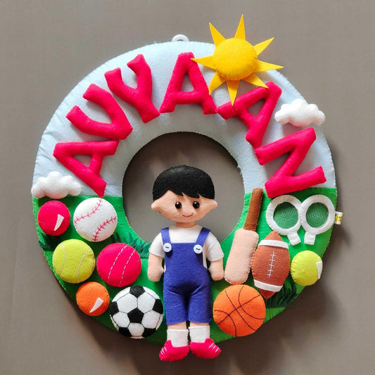 Personalized Felt Name Plate - Sports Theme