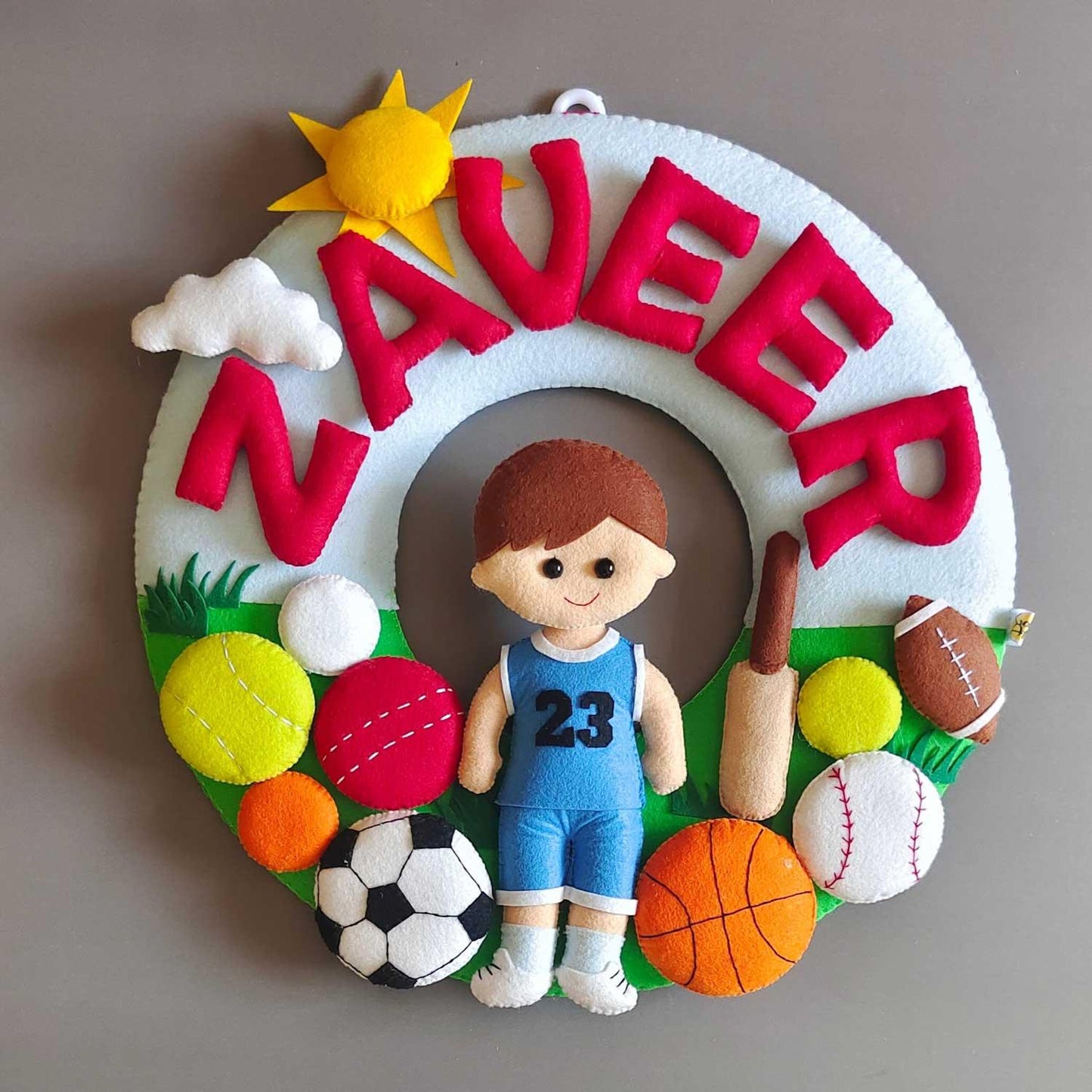Personalized Felt Name Plate - Sports Theme