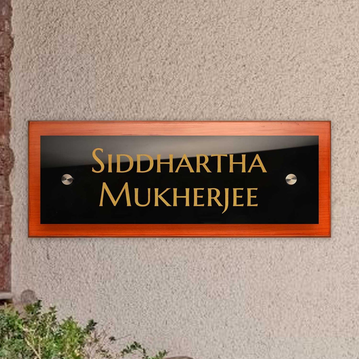 Teak Float Name Plate - Classic - Housenama