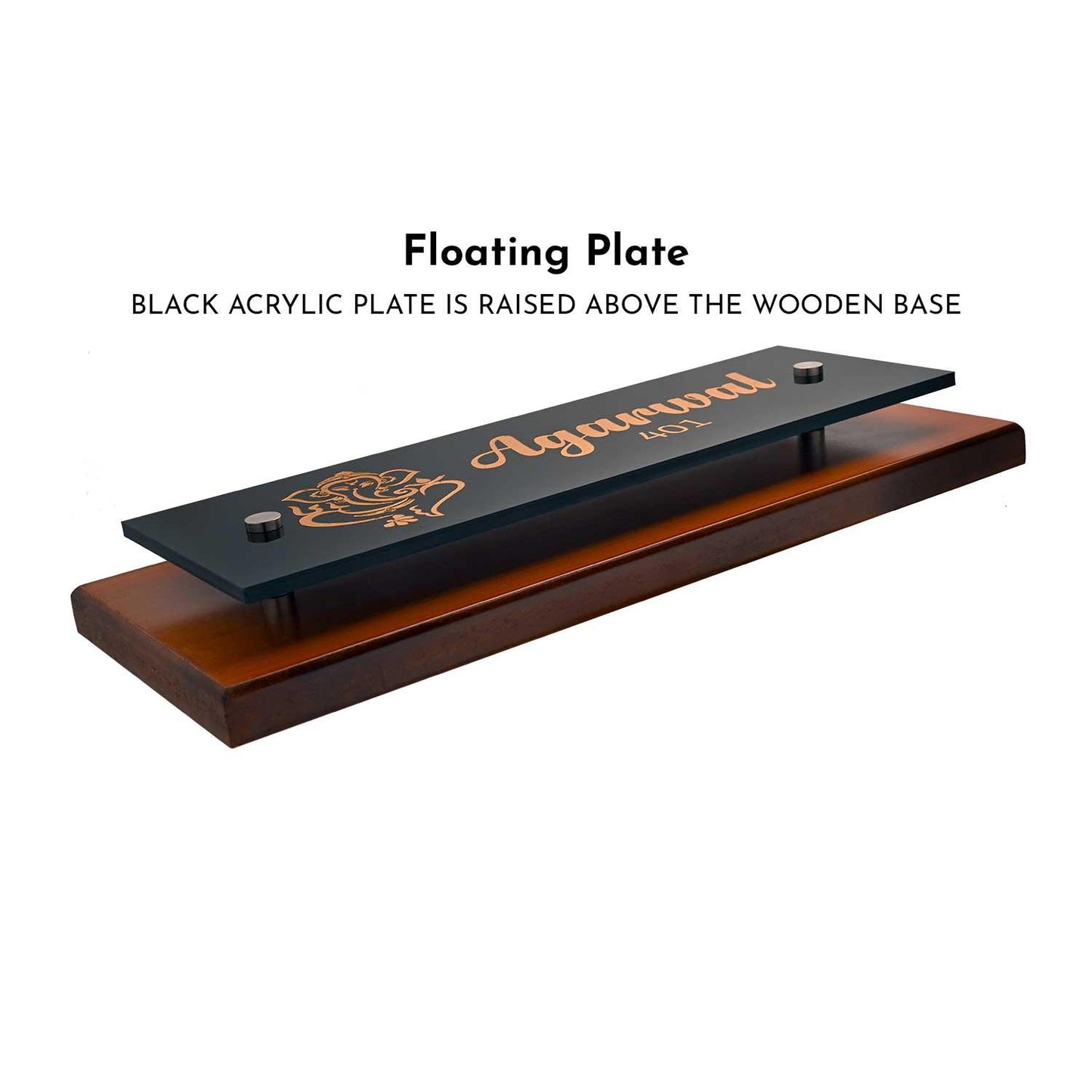 Teak Float Name Plate - Classic - Housenama