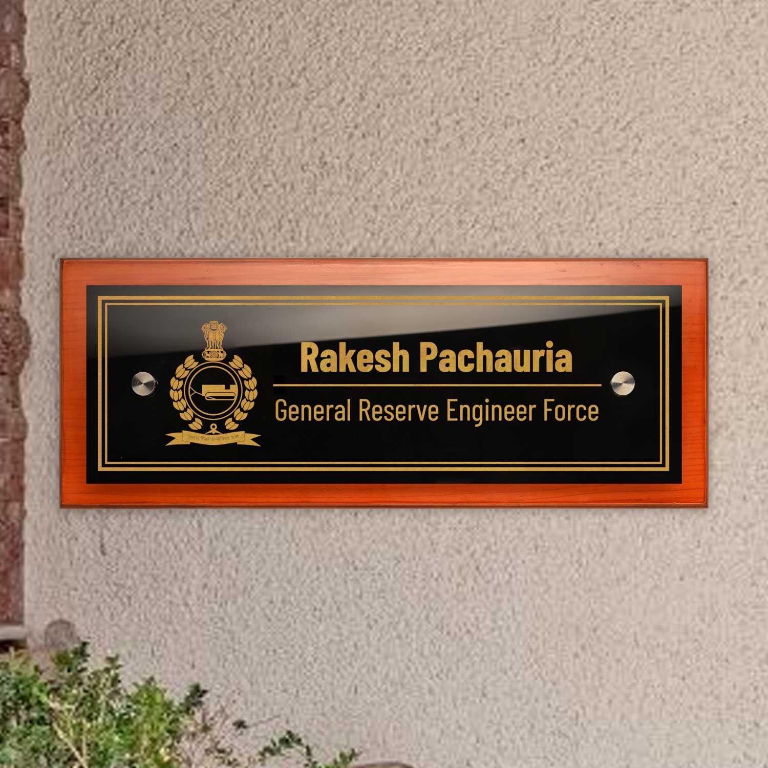 Gref Force Teak Float Name Plate - General Reserve Engineer Force (GREF) – Housenama