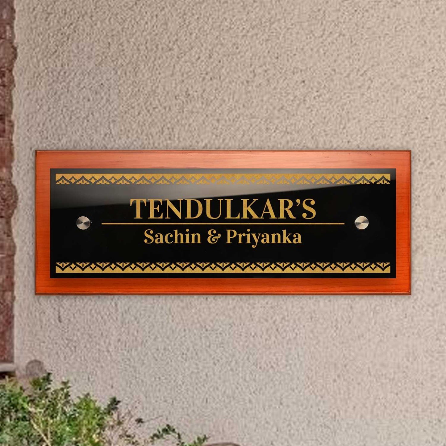 Teak Float Name Plate - Kinara (Madhubani) - Housenama