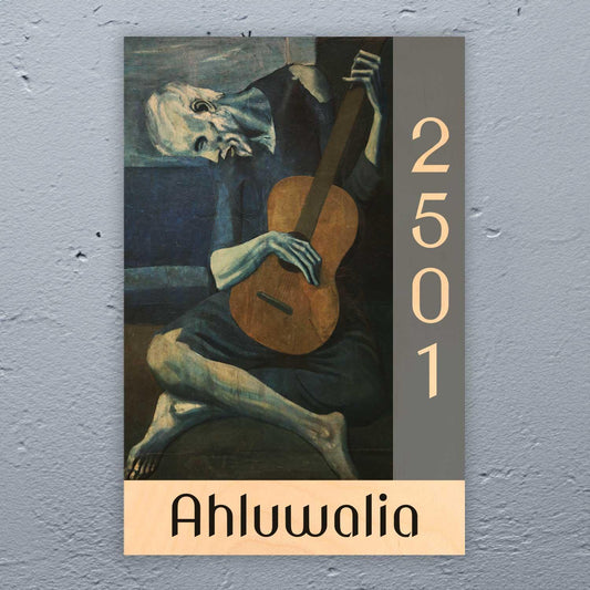 The Old Guitarist - Wooden Name Plate - Housenama
