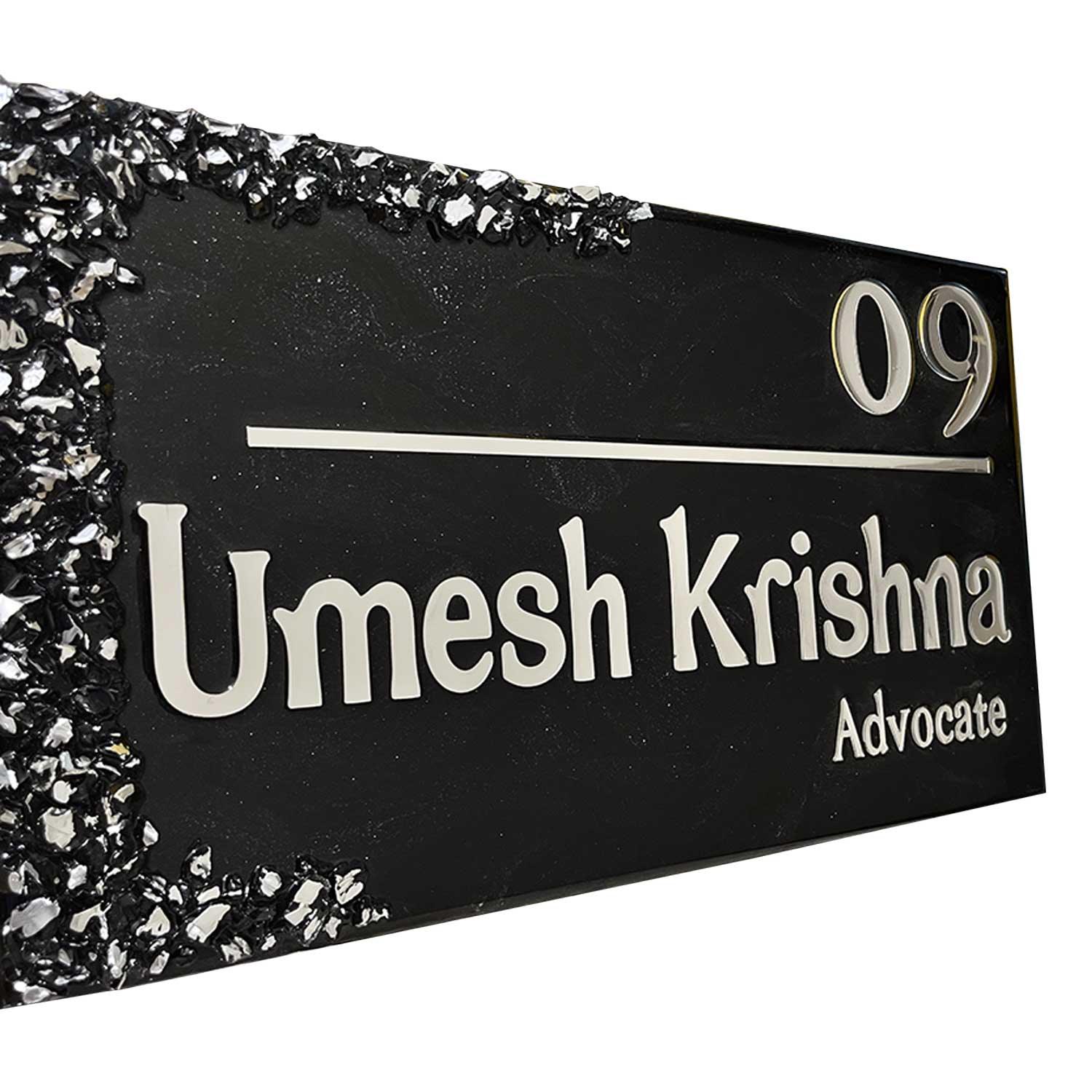 Umesh Krishna - Black Resin Nameplate - Housenama