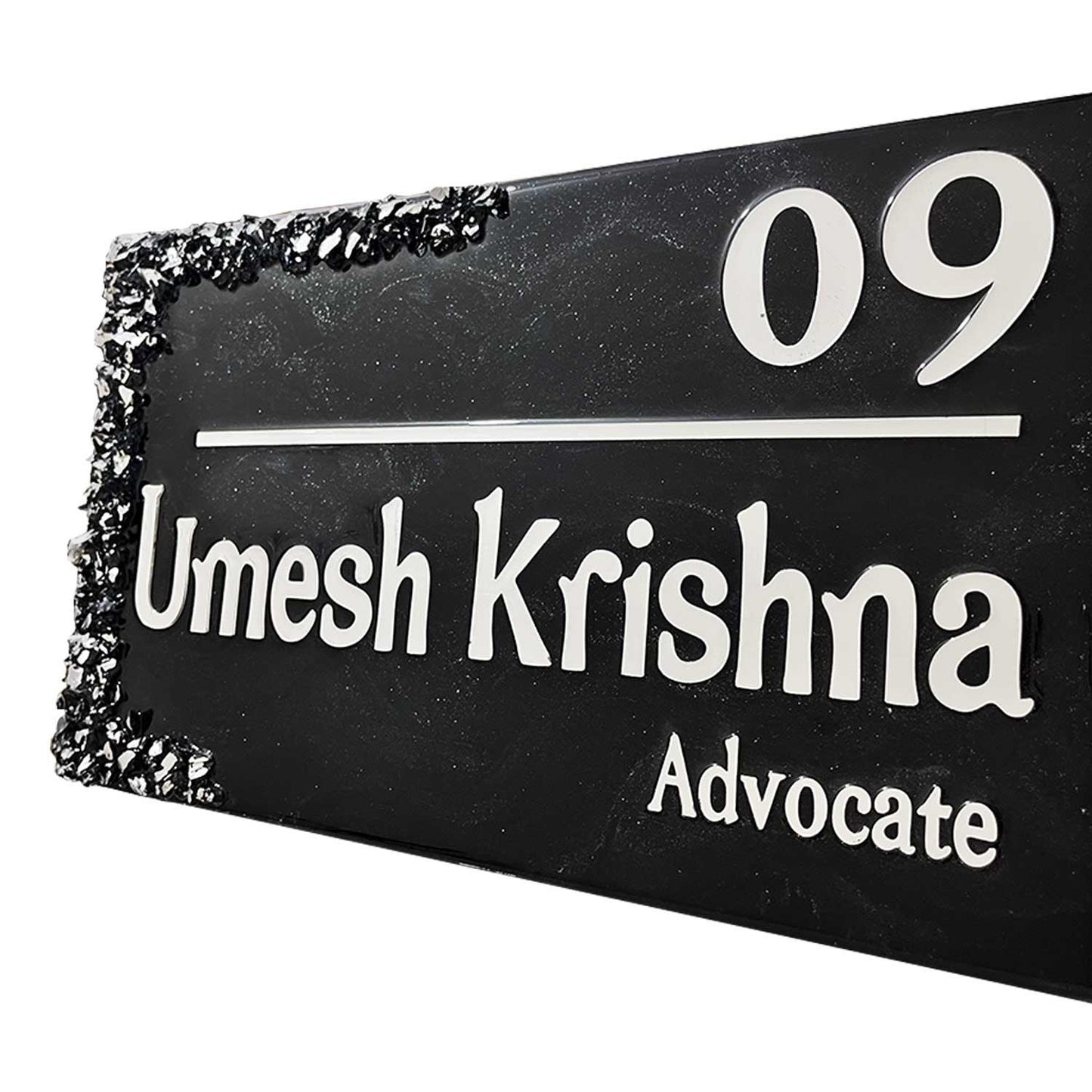 Umesh Krishna - Black Resin Nameplate - Housenama