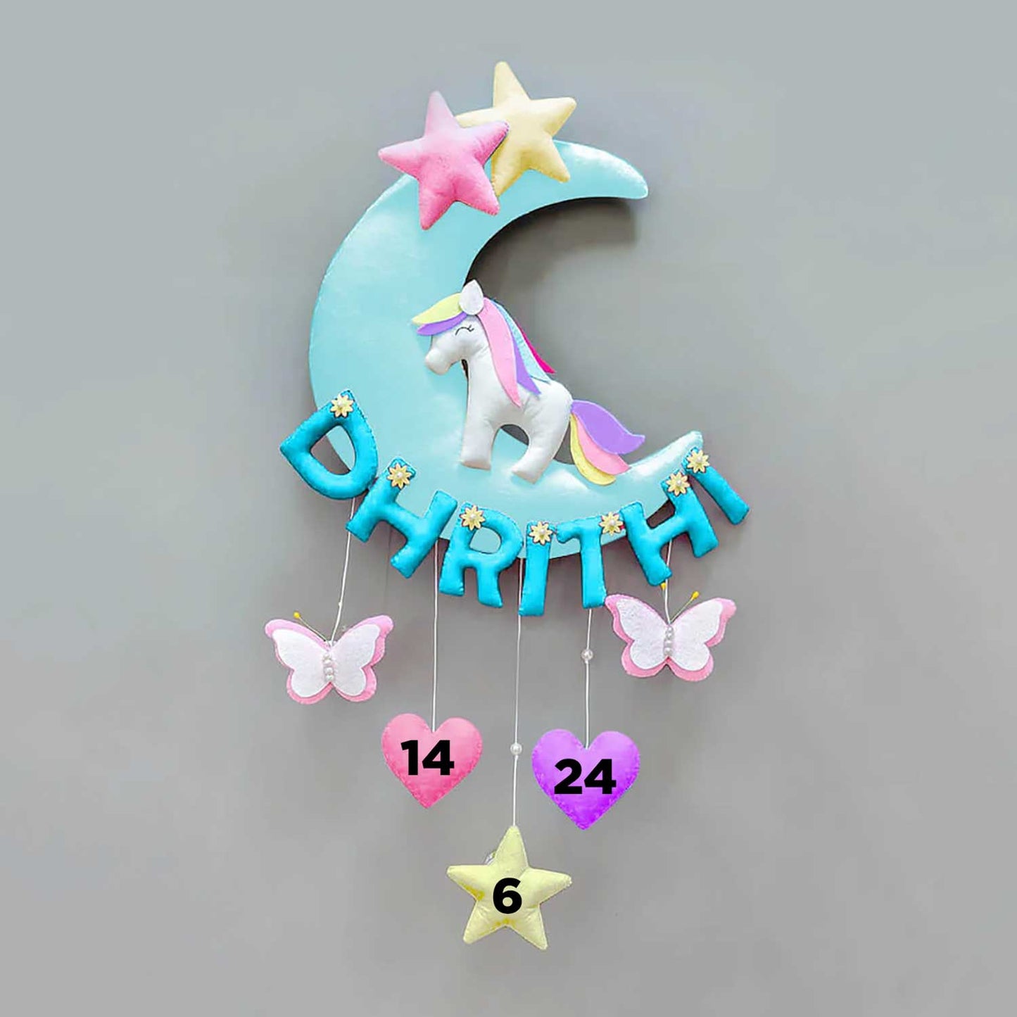 Unicorn on the Moon - Felt Name Plate