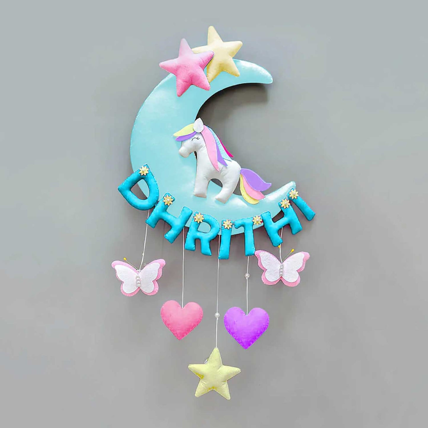 Unicorn on the Moon - Felt Name Plate