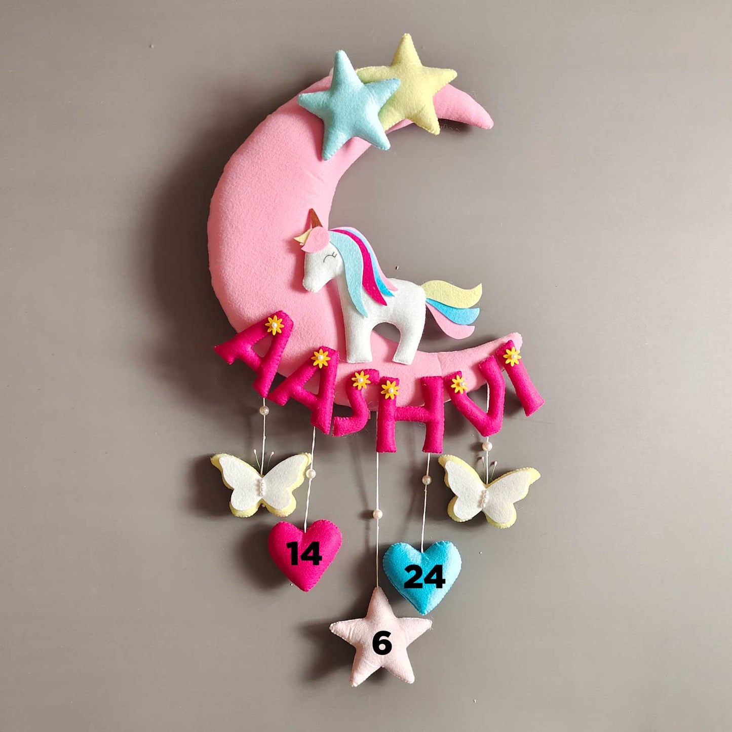 Unicorn on the Moon - Felt Name Plate