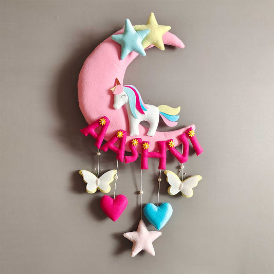 Unicorn on the Moon - Felt Name Plate