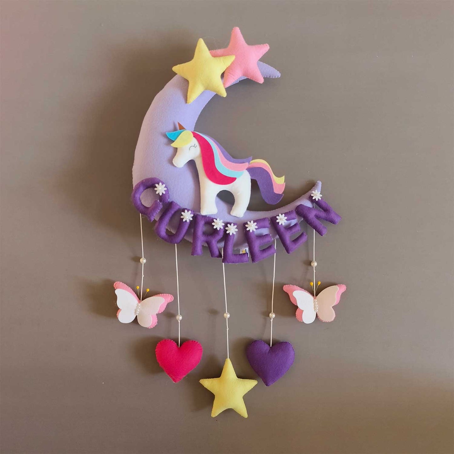 Unicorn on the Moon - Felt Name Plate