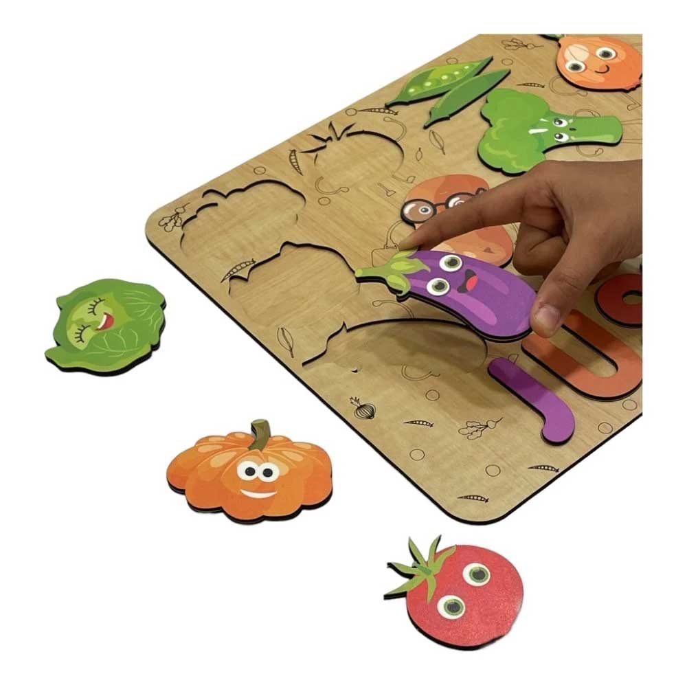 Vegetable-themed Personalised Wooden Name Puzzle