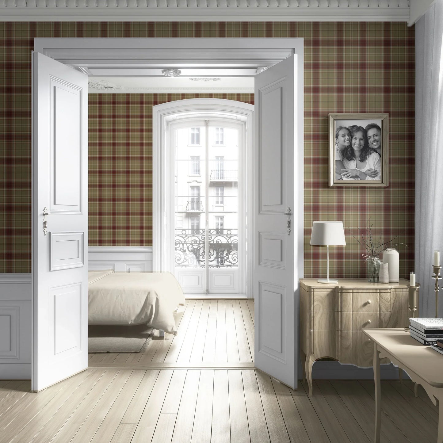 Westmere Check Wallpaper - Stonebridge Grey