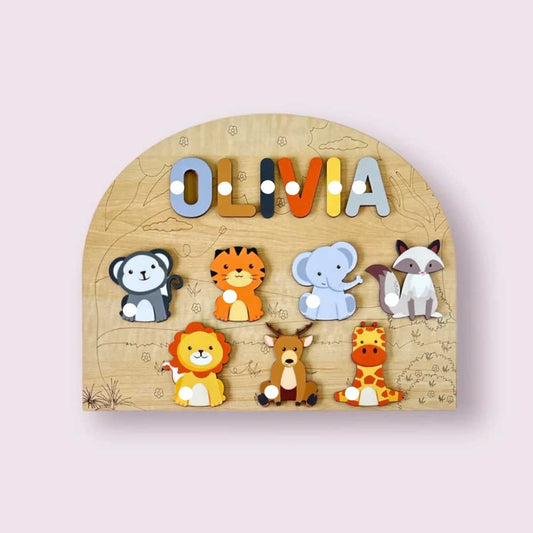 Personalised Wooden Name Puzzle - Wild Animals