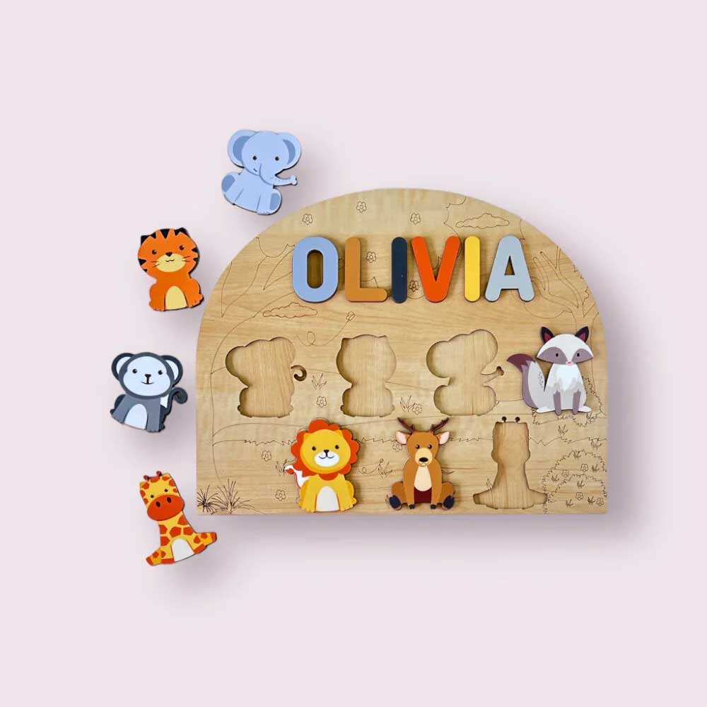Personalised Wooden Name Puzzle - Wild Animals
