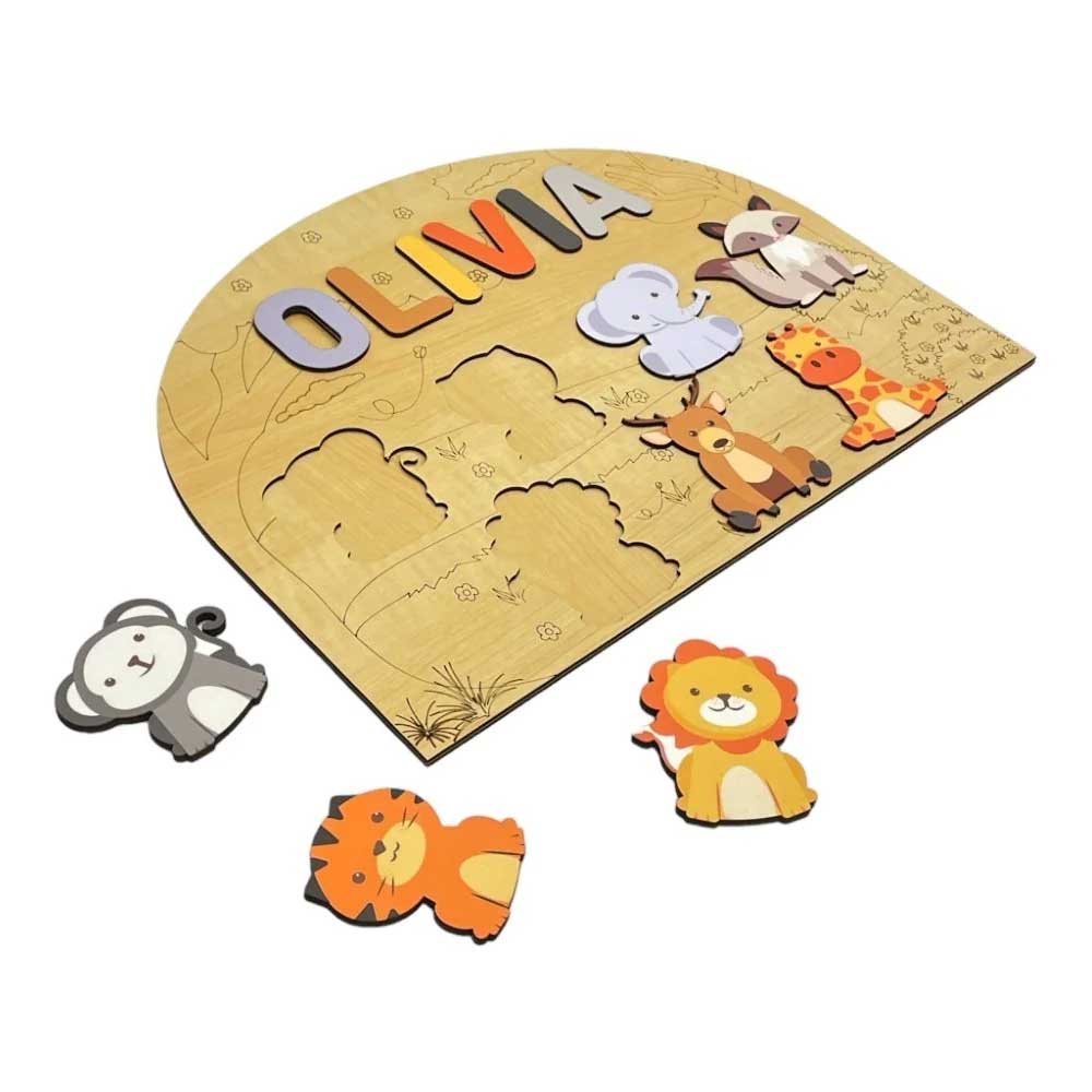 Personalised Wooden Name Puzzle - Wild Animals