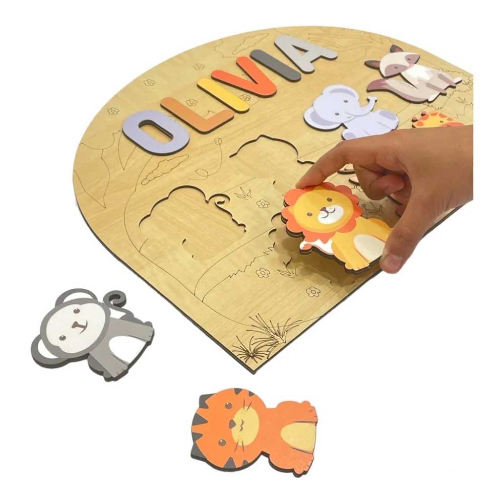 Personalised Wooden Name Puzzle - Wild Animals
