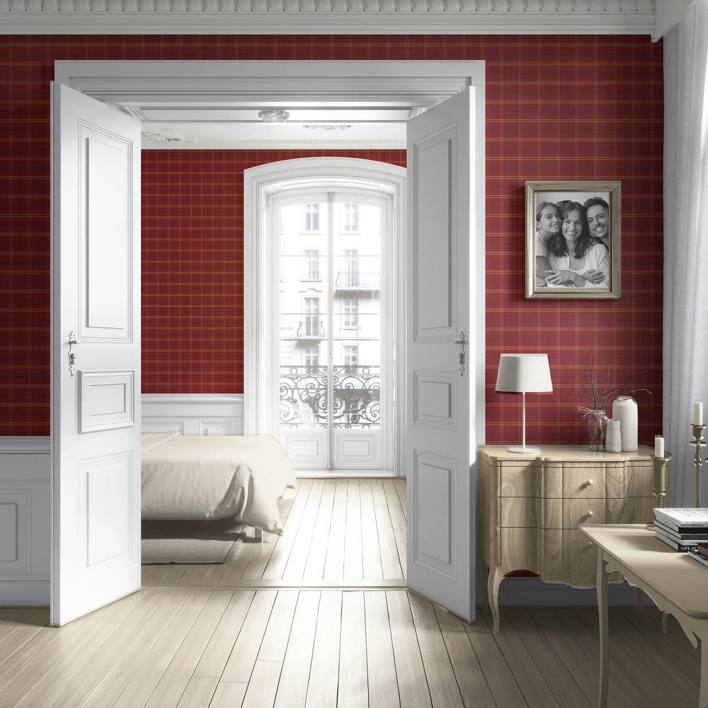 Windsor Field Wallpaper - Oxbridge Red