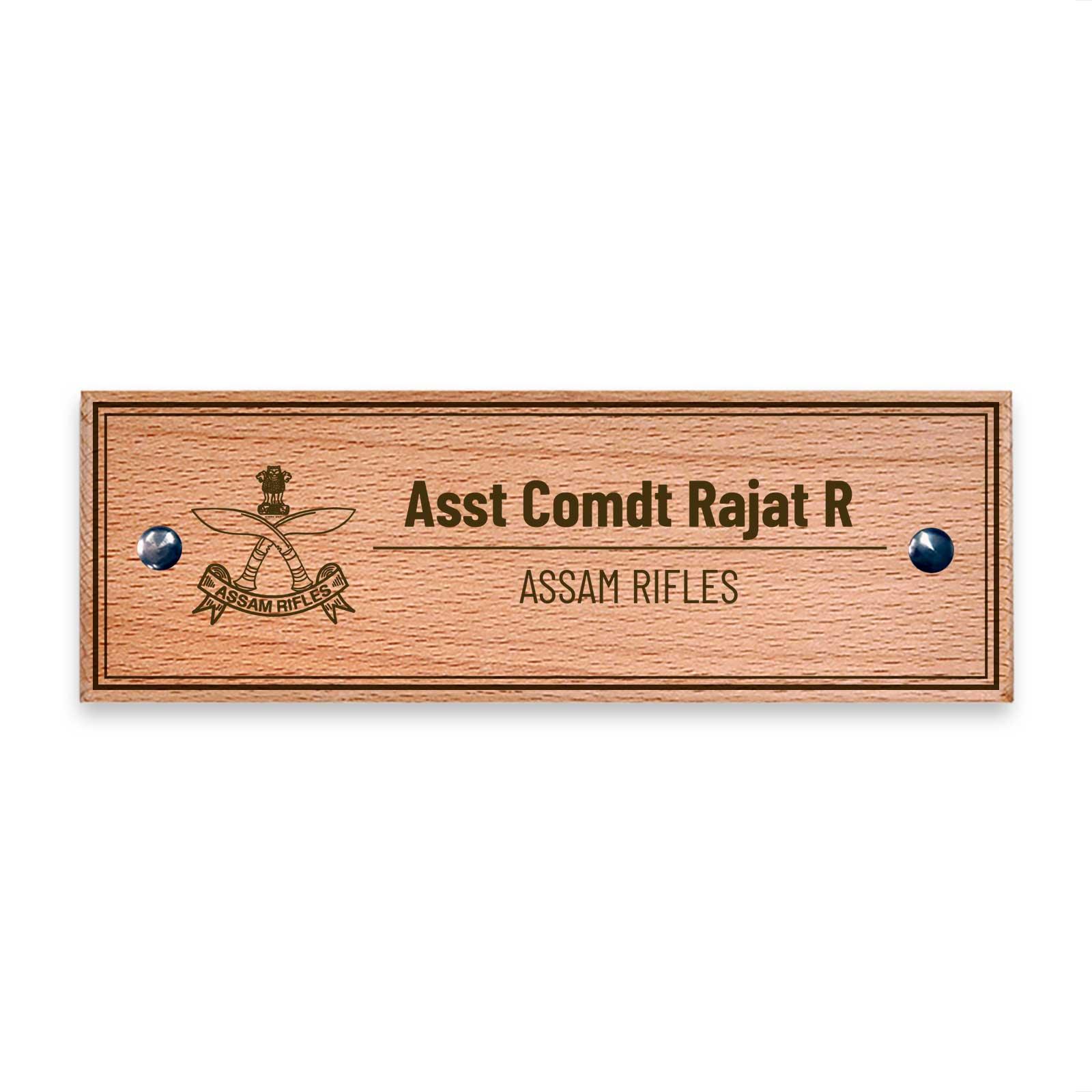 Wooden Name Plate - Assam Rifles (AR) - Housenama