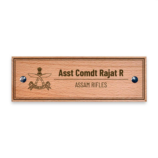 Wooden Name Plate - Assam Rifles (AR) - Housenama