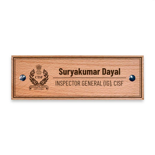 Wooden Name Plate - Central Industrial Security Force (CISF) - Housenama