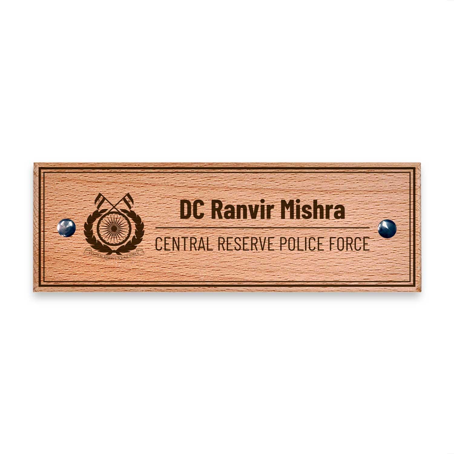 Wooden Name Plate - Central Reserve Police Force (CRPF) - Housenama