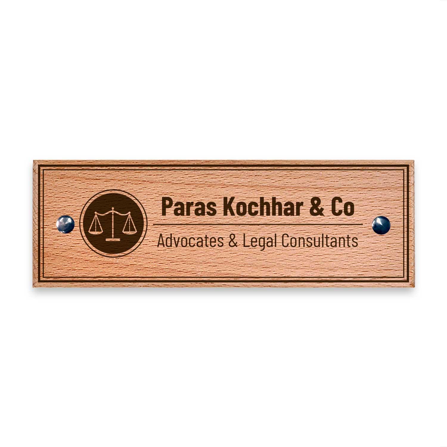 Wooden Name Plate for Advocates - Housenama