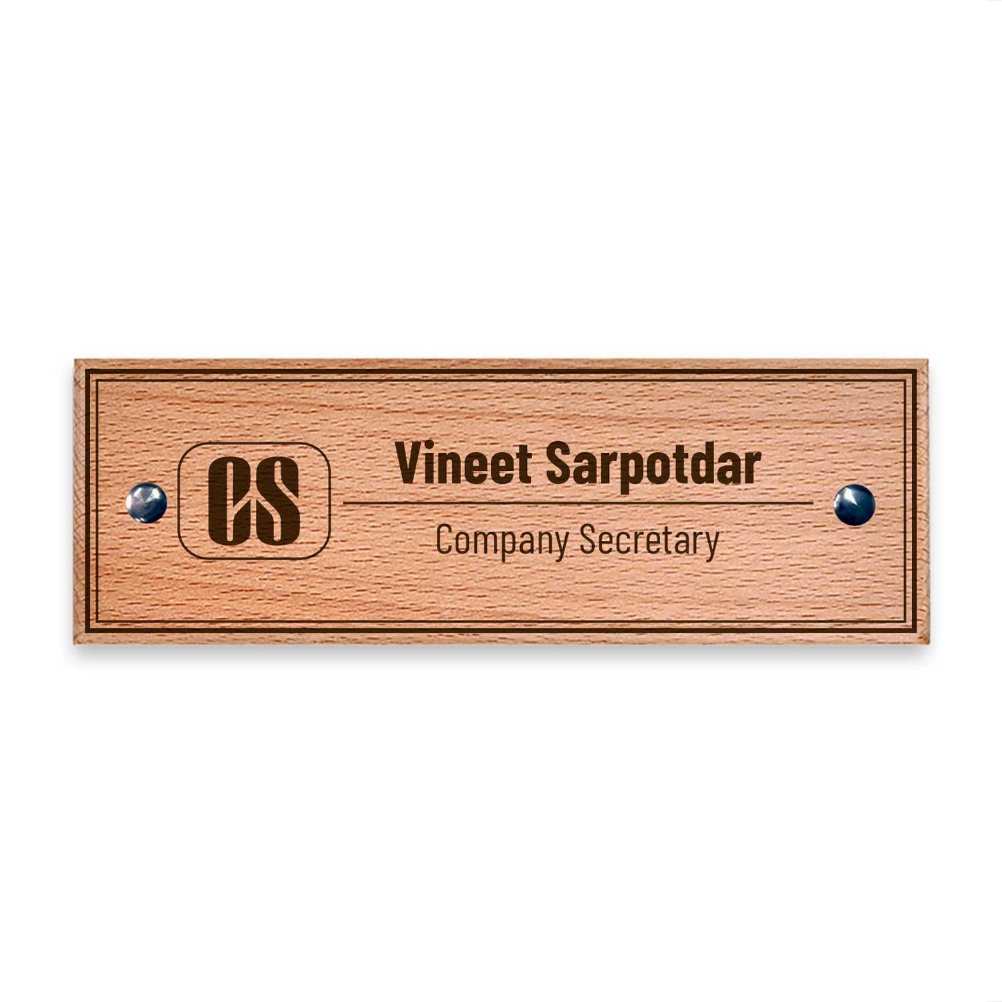 Wooden Name Plate for Company Secretary (CS) - Housenama