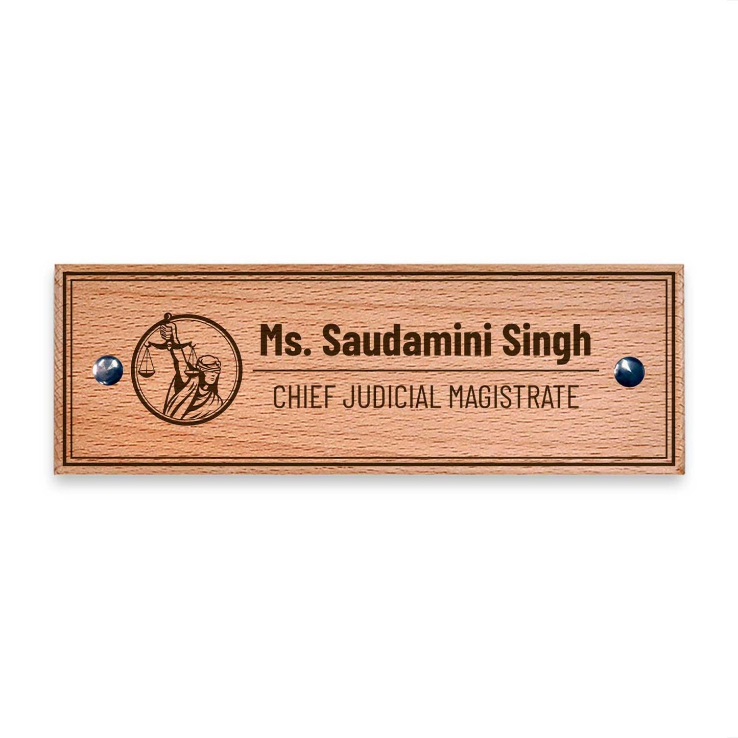 Wooden Name Plate for Judges - Housenama