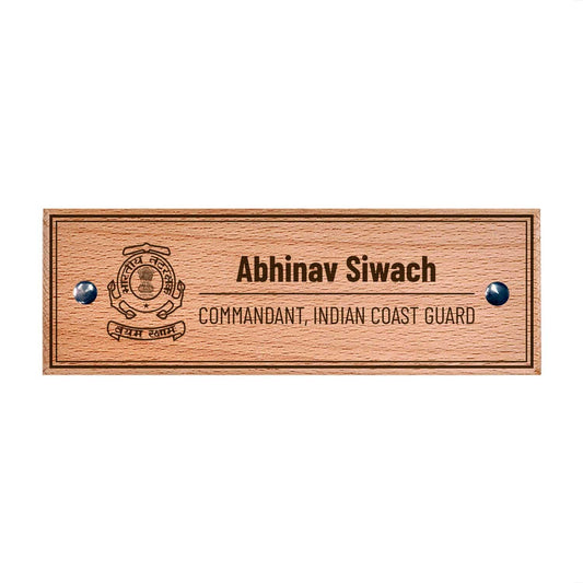 Wooden Name Plate - Indian Coast Guard - Housenama