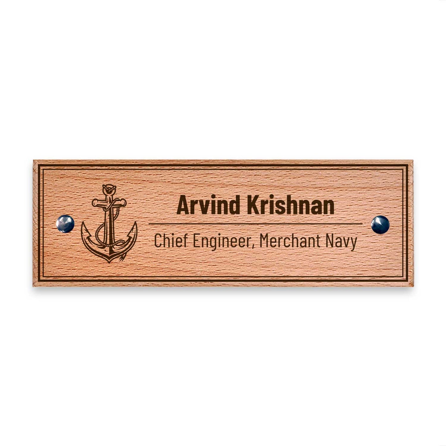 Wooden Name Plate for Merchant Navy