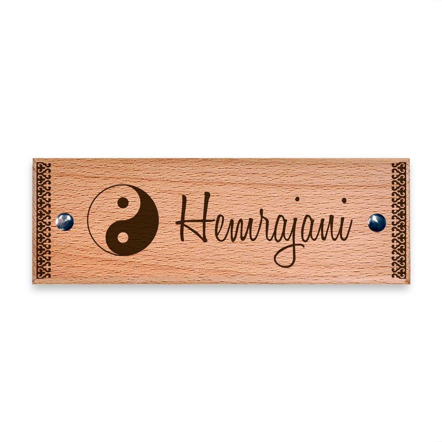 Yin and Yang - Wooden Name Plate - Housenama