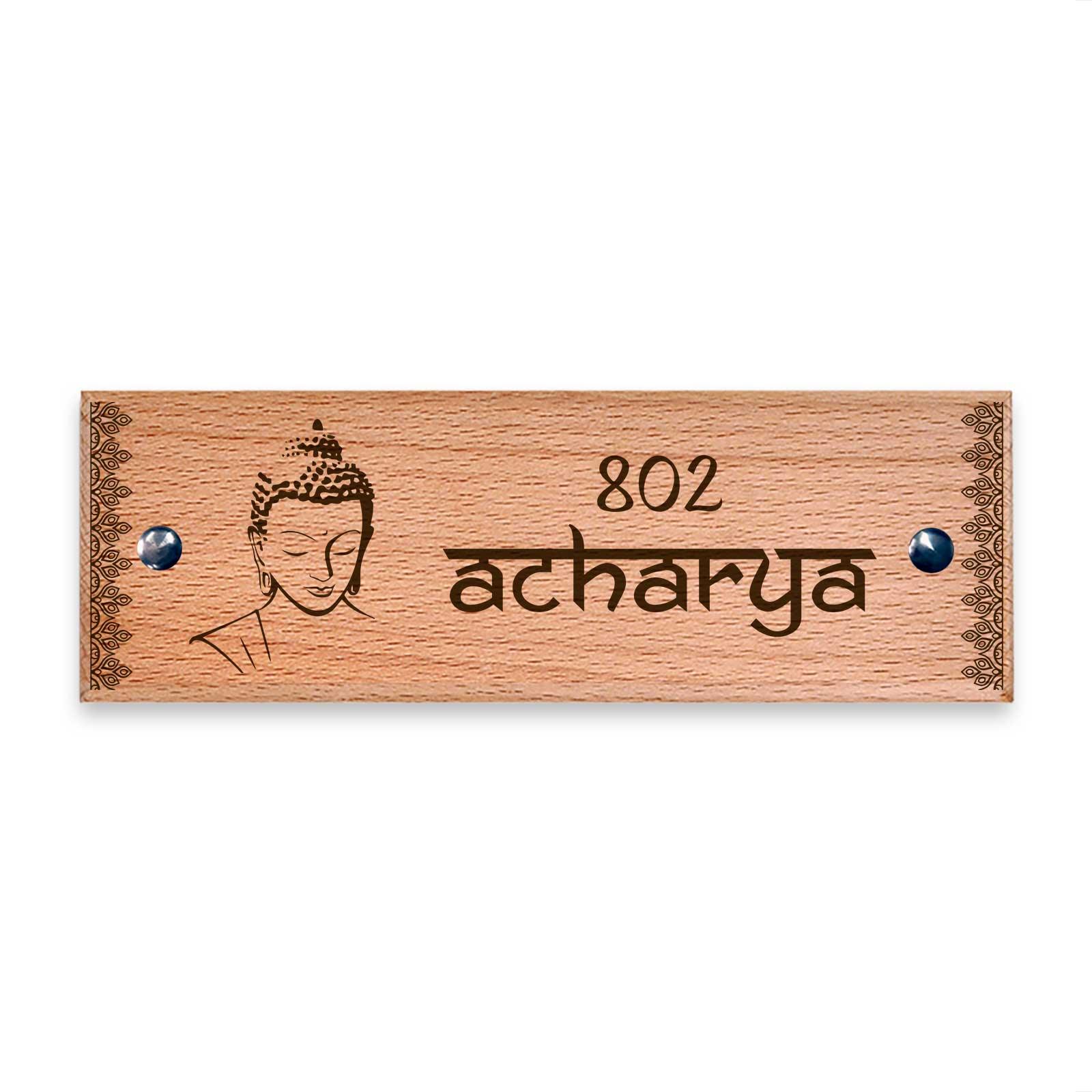 Buddha - Wooden Name Plate - Housenama