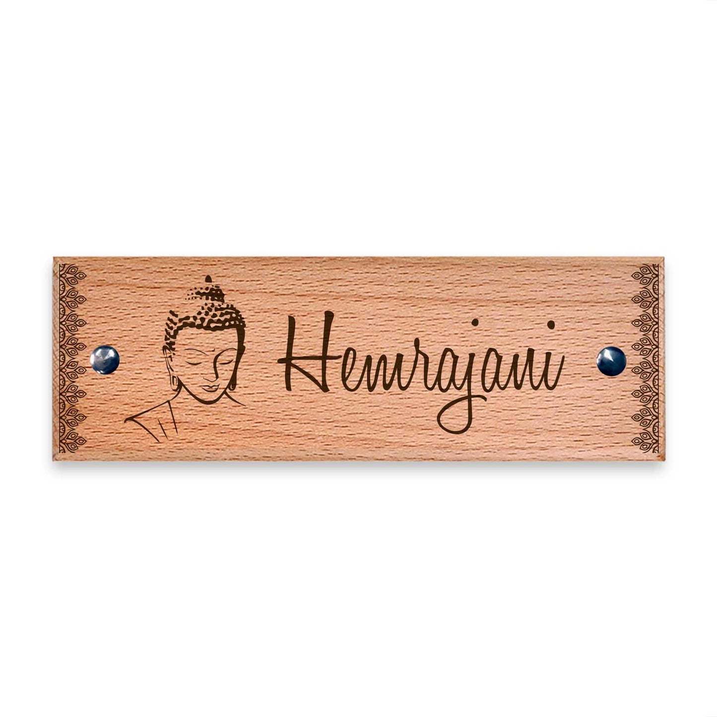 Buddha - Wooden Name Plate - Housenama