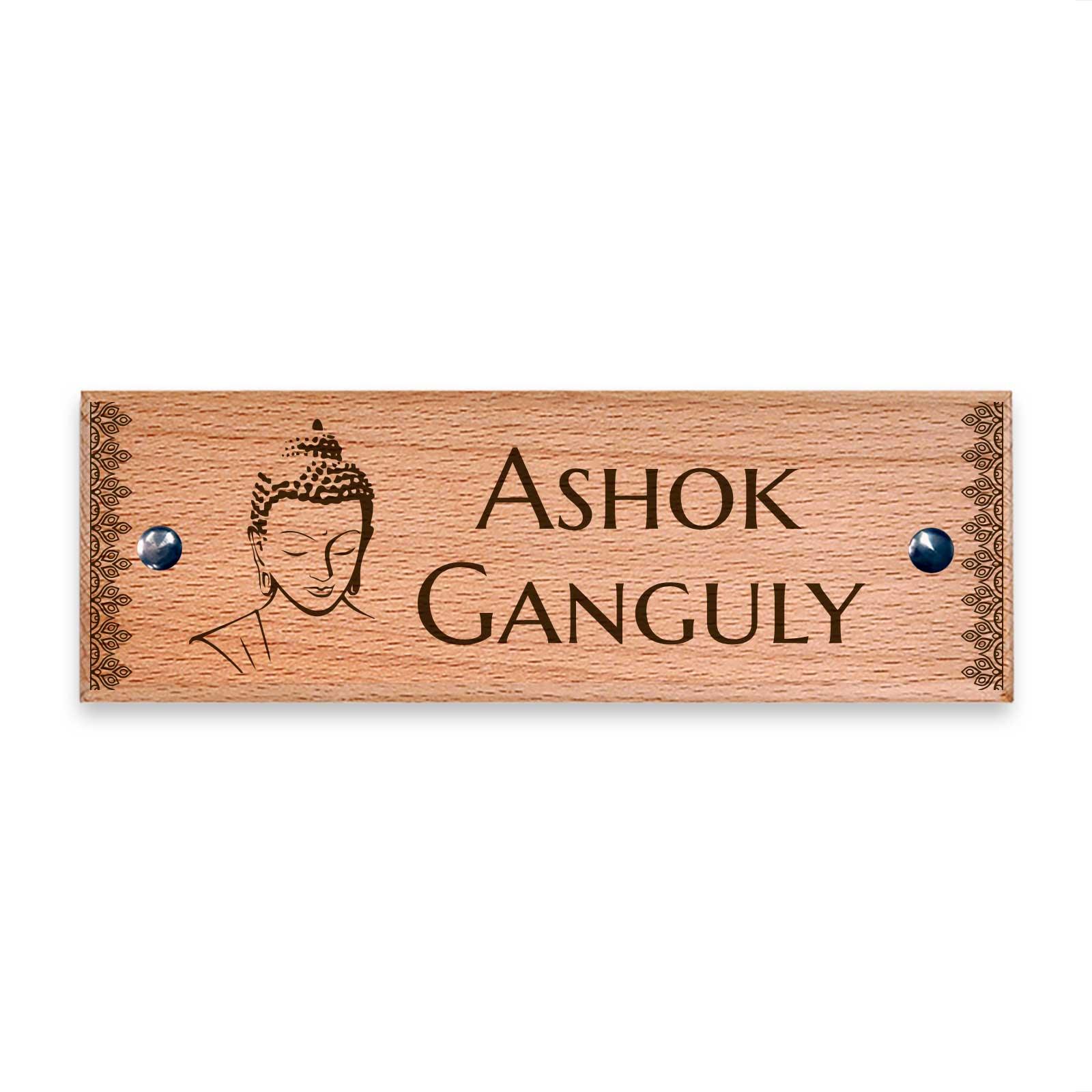 Buddha - Wooden Name Plate - Housenama