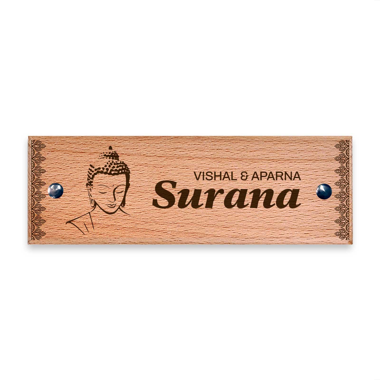 Buddha - Wooden Name Plate - Housenama