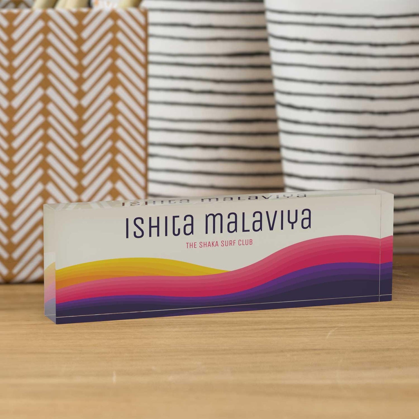 Colourful Waves - Acrylic Desk Name Plate - Housenama