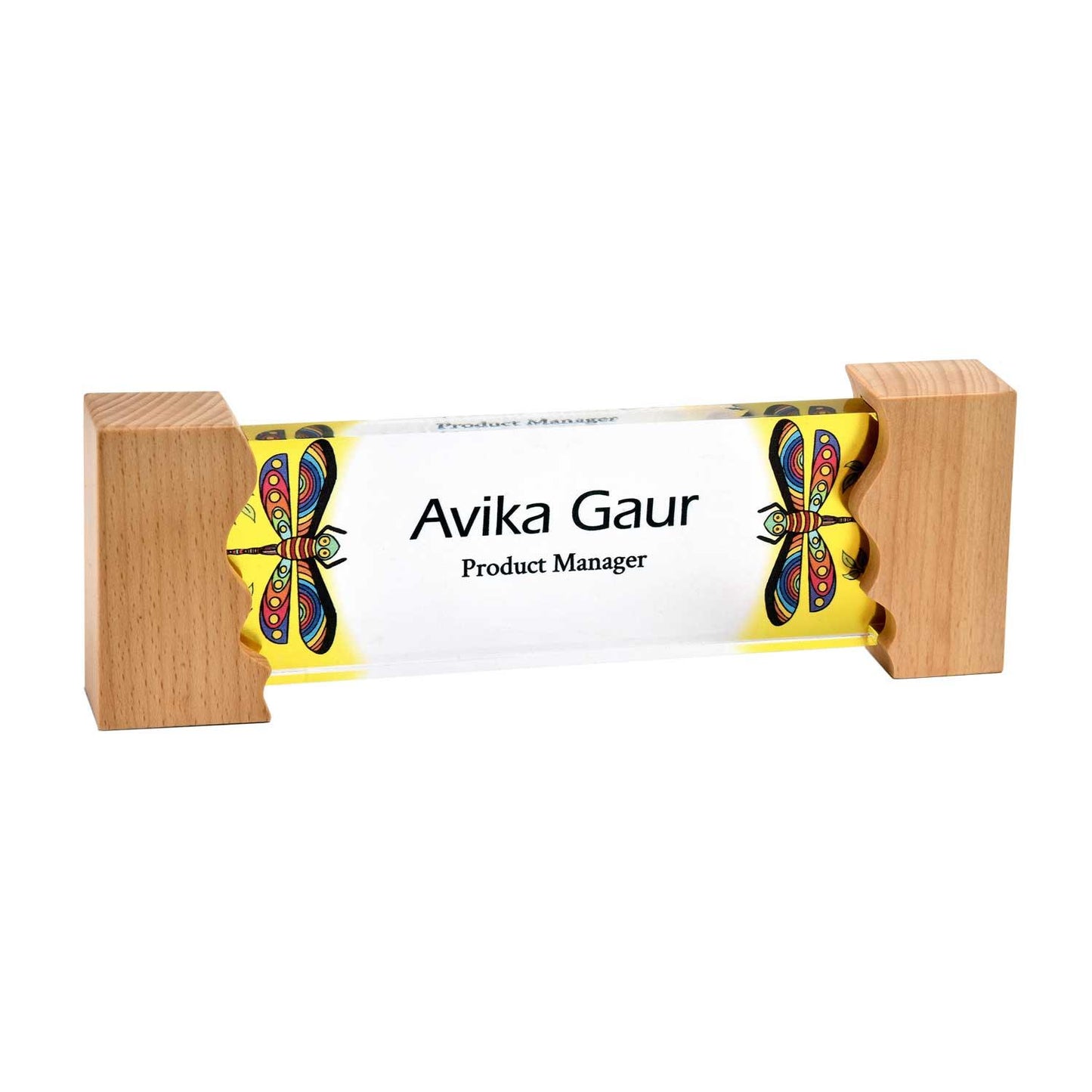 Dragonflight Desk Name Plate with Wooden Stand - Housenama