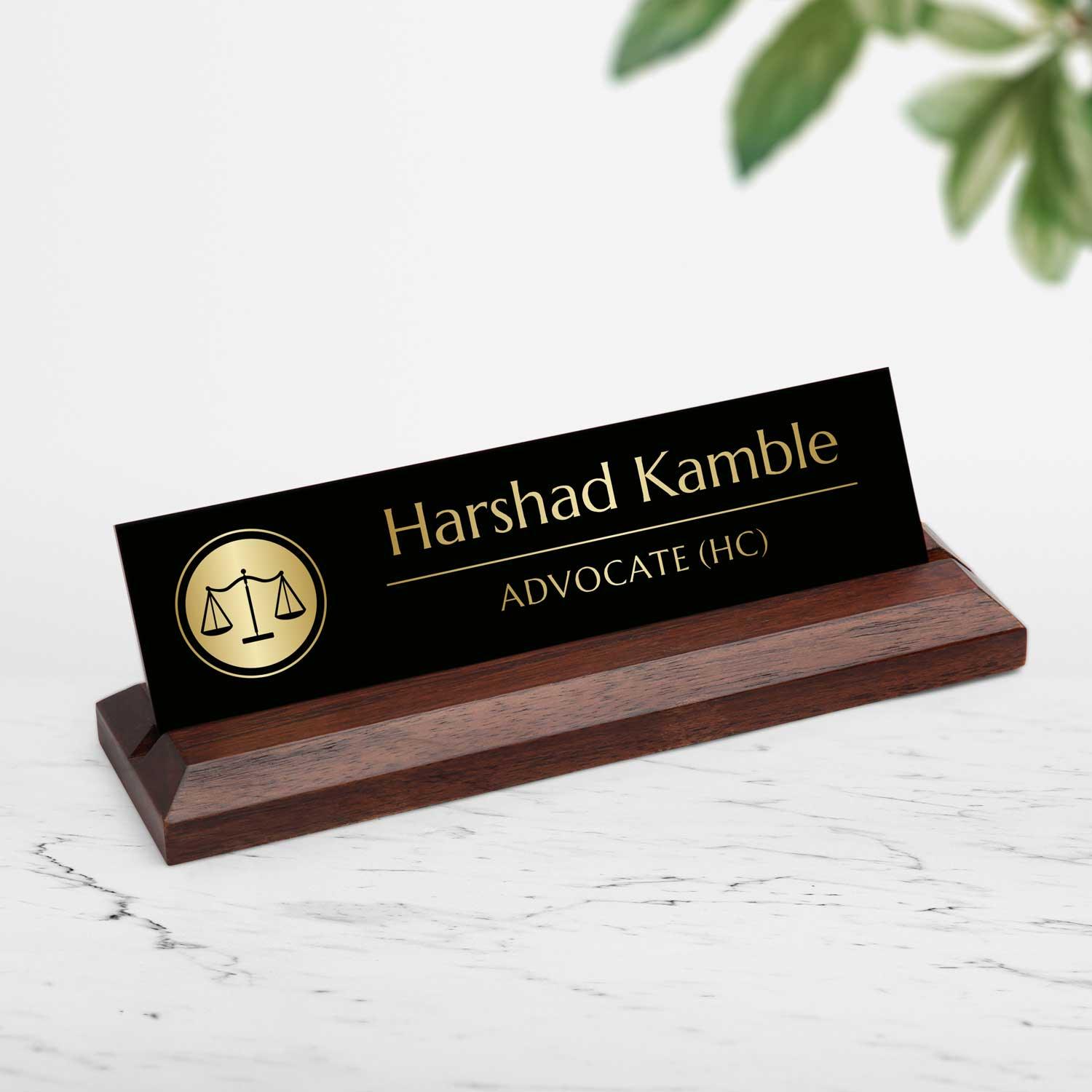 Excelus Office Desk Name Plate - Advocate - Housenama