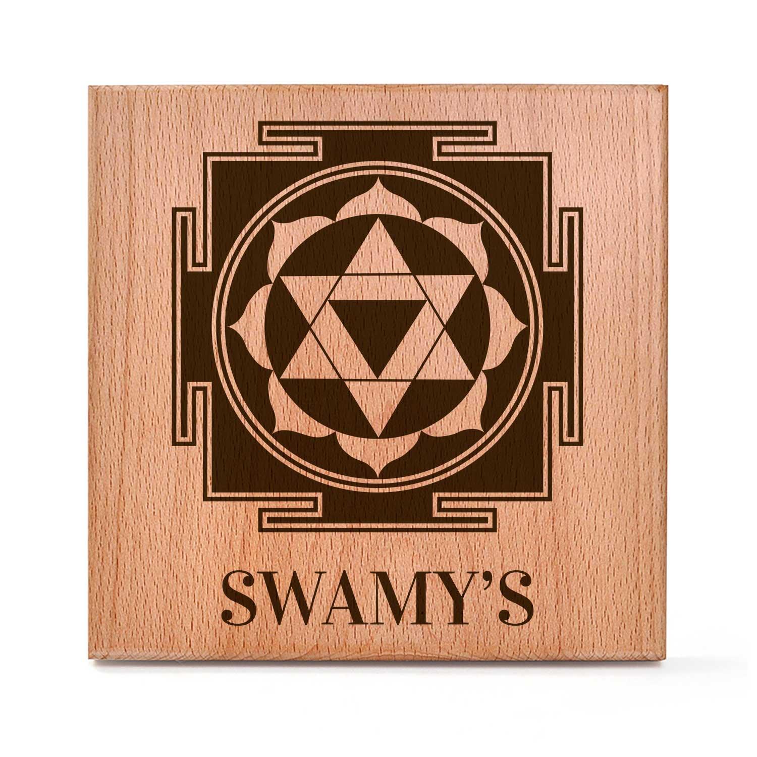 Ganesh Yantra - Wooden Name Plate - Housenama