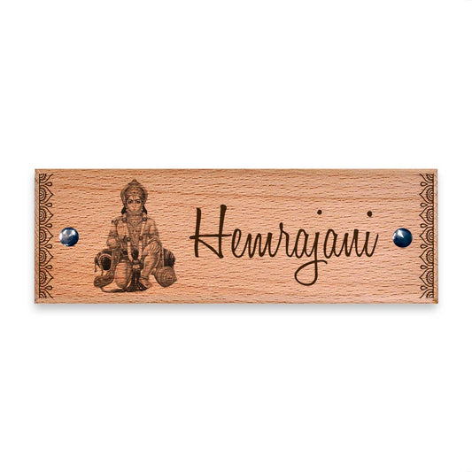 Hanuman - Wooden Name Plate - Housenama