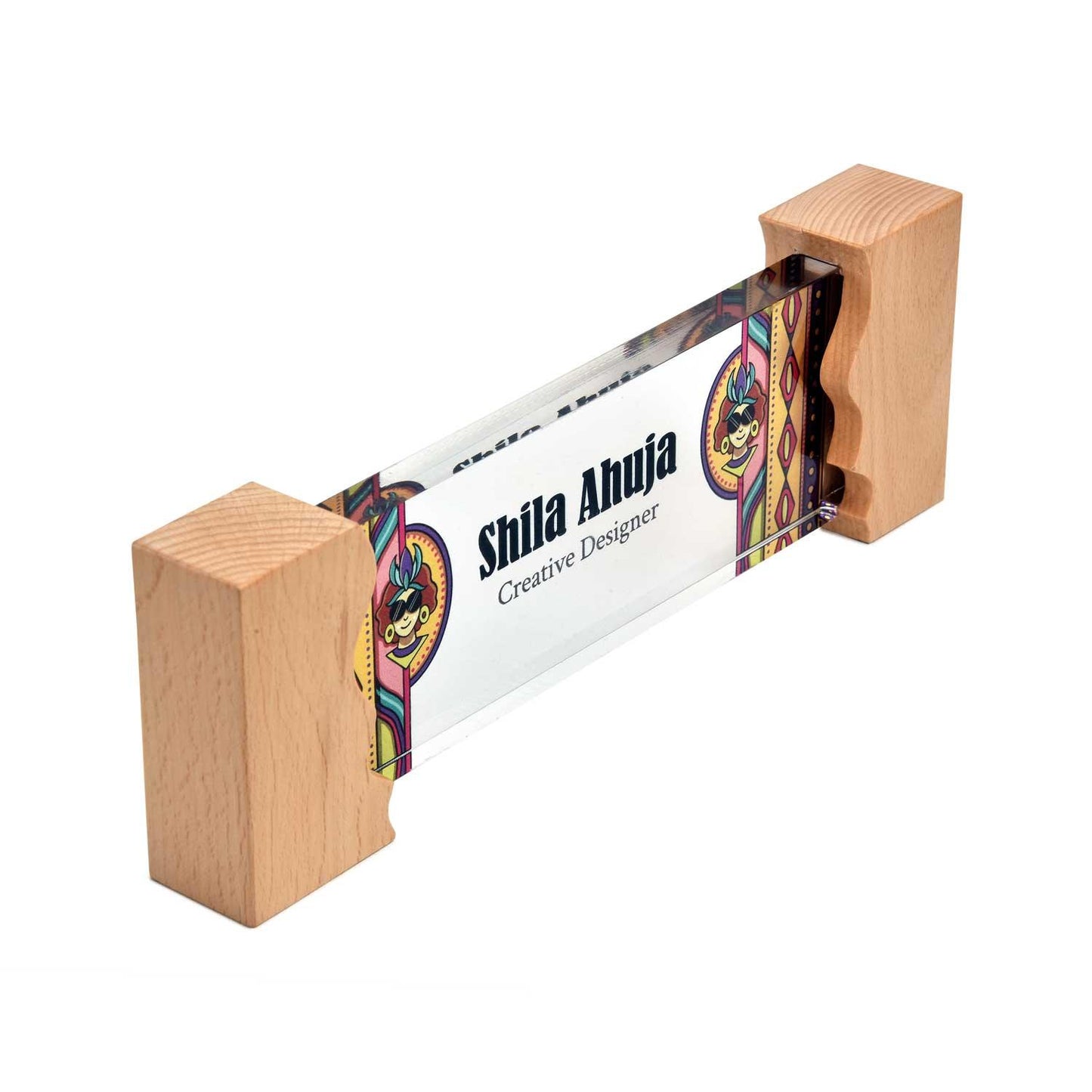 Hippie at Work Desk Name Plate with Wooden Stand - Housenama