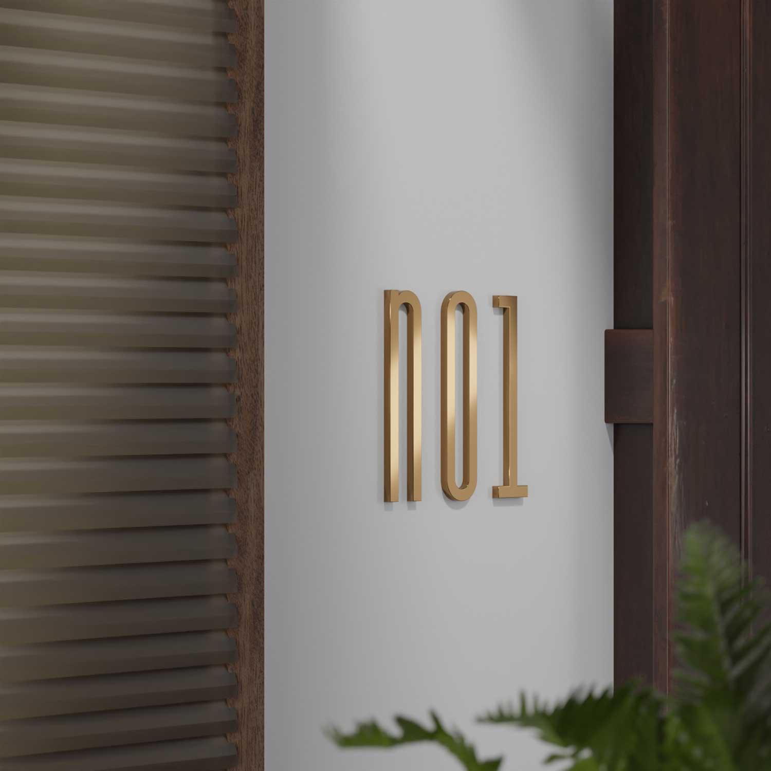 Komoda - Modern Brass Door Numbers & Letters - Housenama