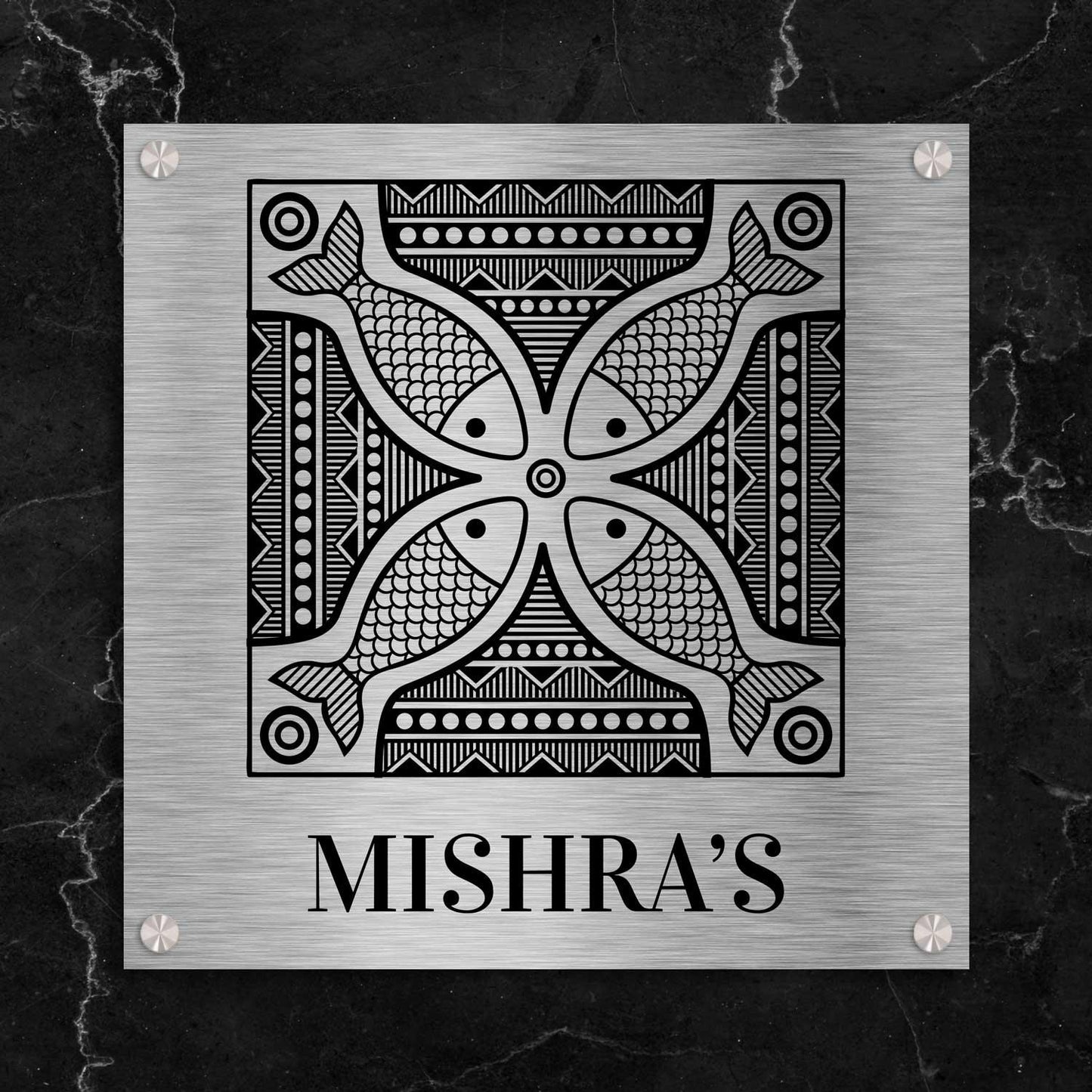 Matsya (Madhubani) - Stainless Steel Name Plate - Housenama