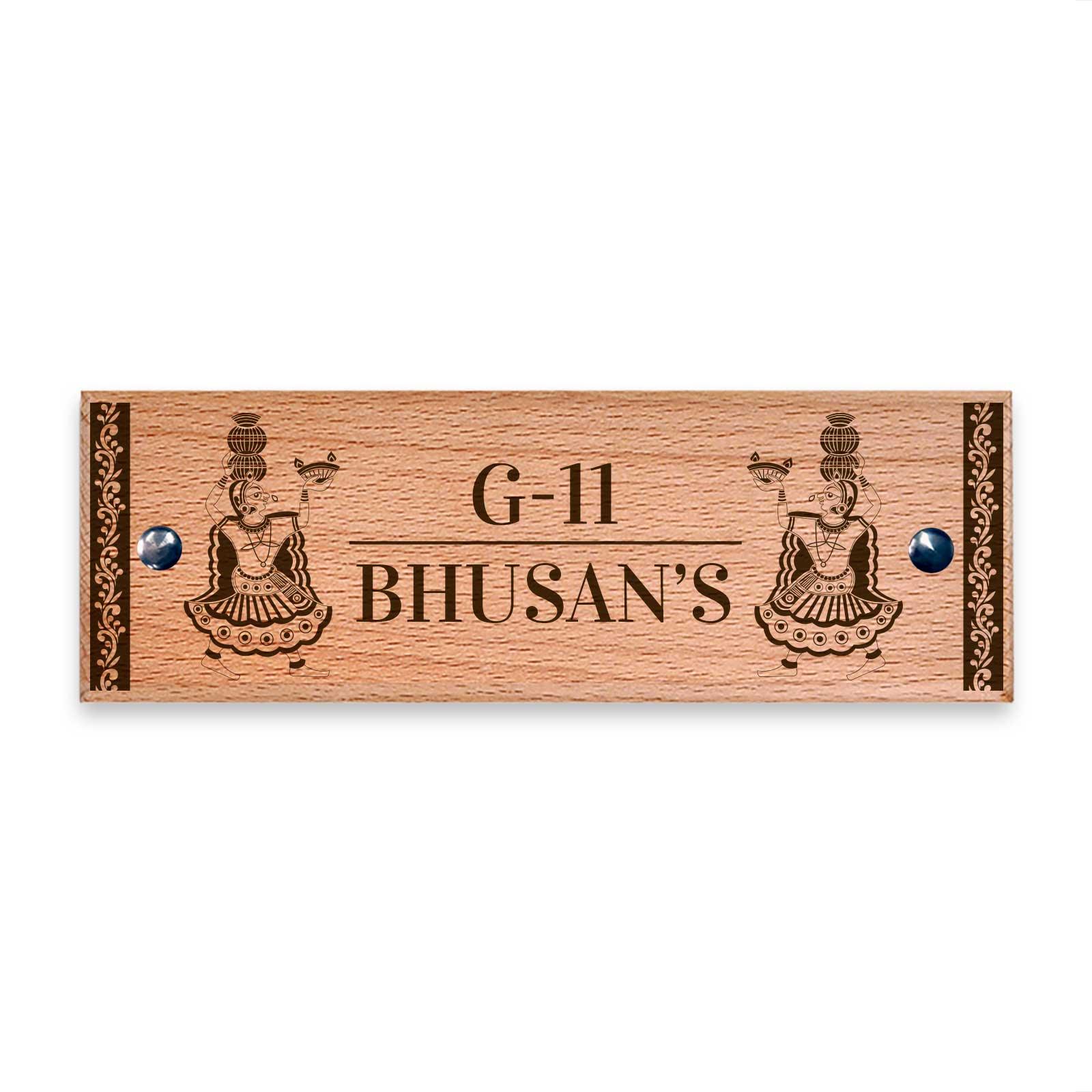 Nritya (Phad Art) - Wooden Name Plate - Housenama