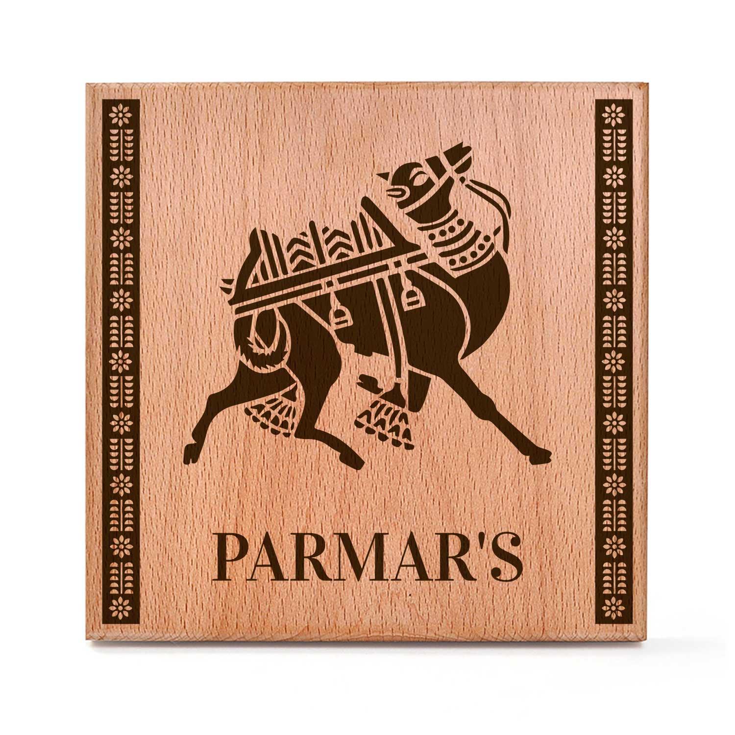 Pashupati (Sanjhi Art) - Wooden Name Plate - Housenama
