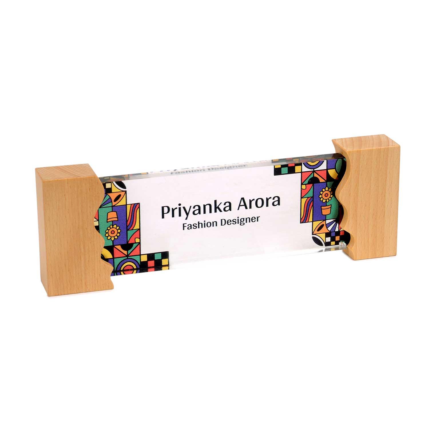 Runway Trends Desk Name Plate with Wooden Stand - Housenama
