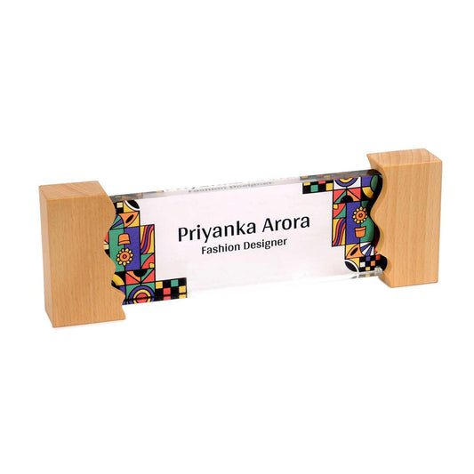 Runway Trends Desk Name Plate with Wooden Stand - Housenama