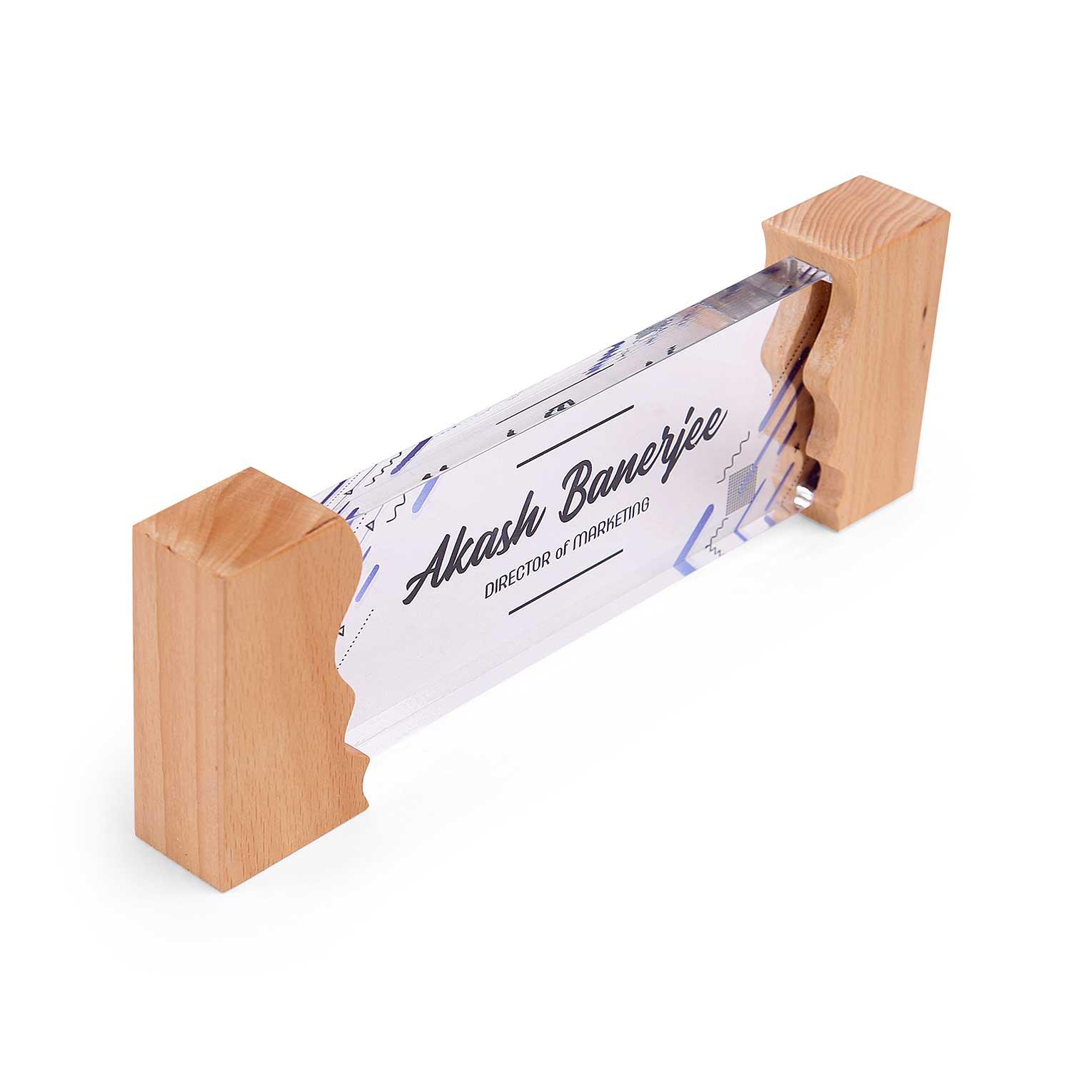 Shooting Star Desk Name Plate with Wooden Stand - Housenama