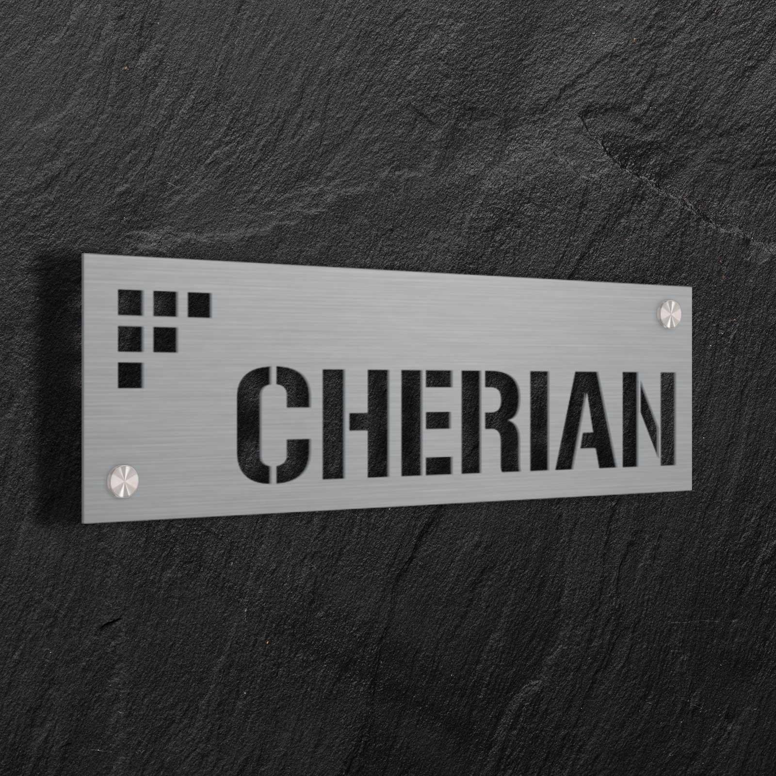 Square Bits - Stainless Steel Name Plate - Housenama